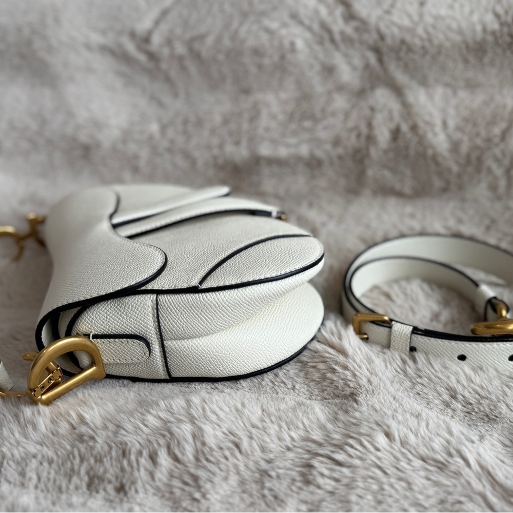 New Authentic Dior Mini Saddle Bag – White | Full Set - Picture 7 of 16